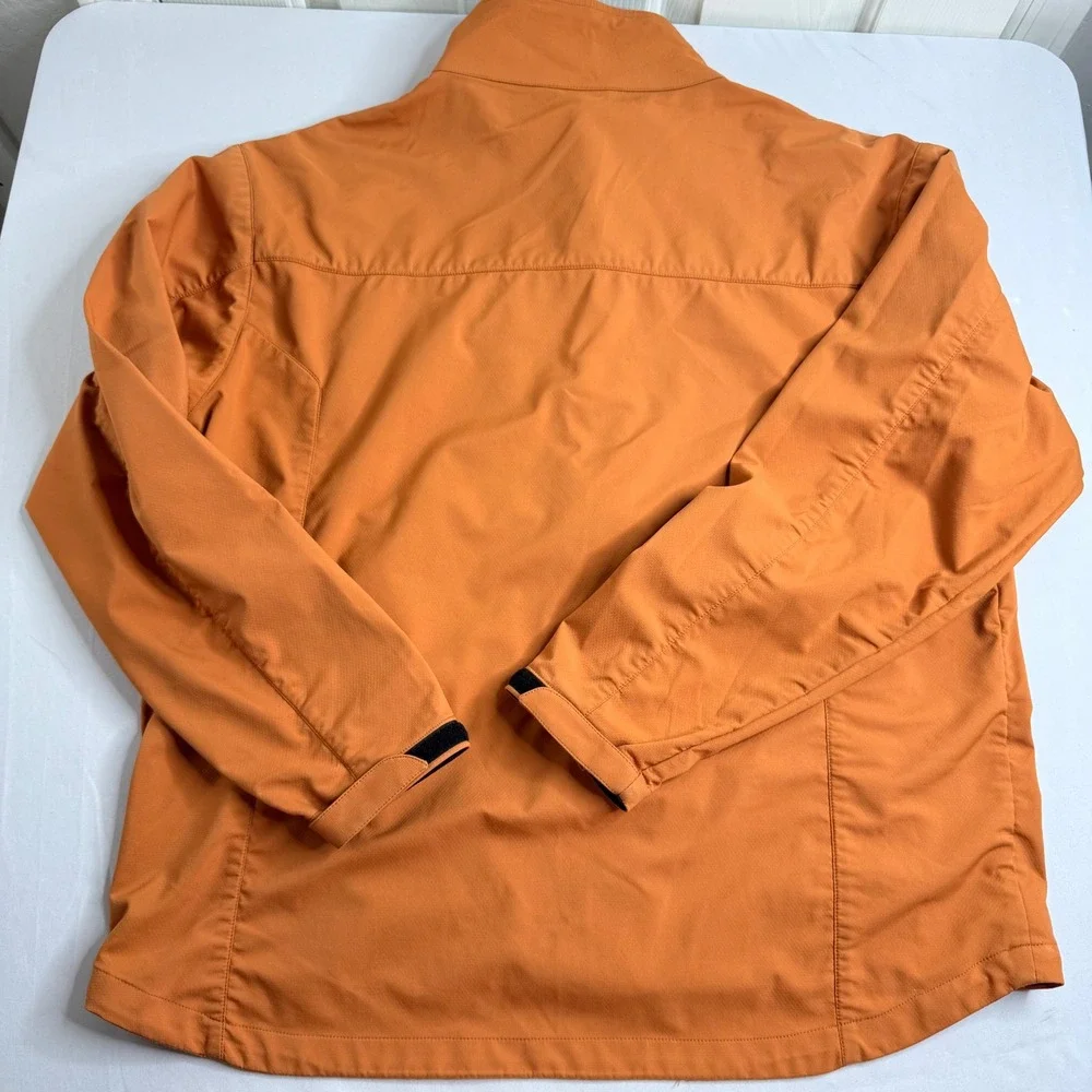 Cabelas Mens Softshell Jacket Burnt Orange Full Zip Outdoor Hiking Large